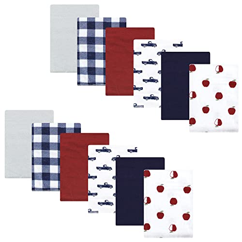 Image of Hudson Baby Unisex Baby Cotton Flannel Burp Cloths Bundle, Apple Orchard, One Size