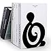 Book Ends - Decorative Metal Book Ends Heavy Duty bookends (Music Notes Bookens Black)
