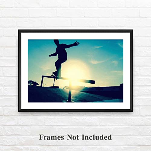 Bvkilrvc Unframed Canvas Print Wall Art,Skateboard Man Sport Modern Gallery Wall Decor Print Gift Wall Living Room Bedroom Home Party Decoration Painting Unframed #TOP2
