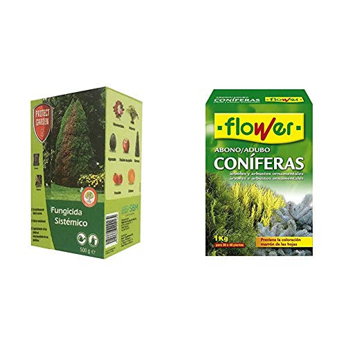 PROTECT GARDEN Fungicida sistémico Aliette WG para cesped y coniferas, 500gr, Verde Agua, 500 Gramos + Flower 10518 10518-Abono coníferas y arbustos, 1 kg, No Aplica, 7x18x25.5 cm