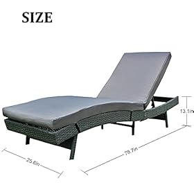 Patio Chaise Lounge Outdoor Gray Rattan Lounge Chair Wicker Portable Chaise Couch Furniture Adjustable Sunbed Lounger… 41ehDCEsjoS. SS280