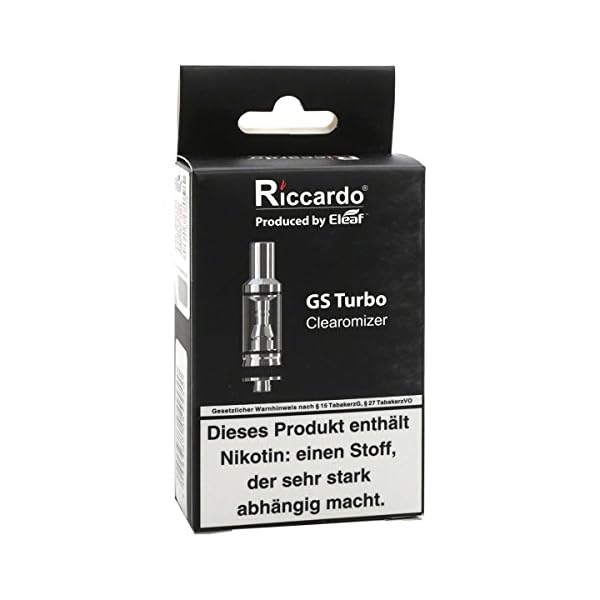 Eleaf GSTurbo Clearomizer, Tankvolumen 1.8 ml, Durchmesser 15 mm, Riccardo Verdampfer für e-Zigarette, silber – Bild 4