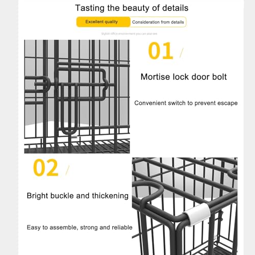 SGeneE Durable, Foldable Metal Wire Dog Crate with Tray, Easy Cleaning, Pet Cage, Size XL, Durable Pet Dog Car Crate, Easy to Carry, Black - Thumbnail 3