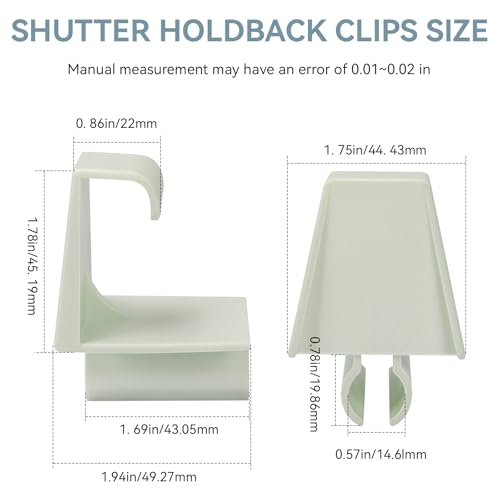 HV Shutter Holdback Clips, Heavy Duty Hurricane Storm Accordion Shutters Hardware Window Locking Clip, Accordion Hurricane Window Clips Suitable for 1/2" Accordion Shutter Track, 4 Pack(White)