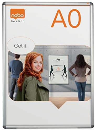 Nobo - Porte-Affiche A0 Mural avec Cadre Clipsable en Aluminium, Façade avec Revêtement Anti-Reflet, Premium Plus, Argenté, 1902208