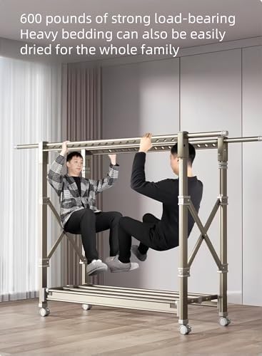 Adjustable Stainless Steel Foldable Clothes Drying Rack, Non-Slip Design for Indoor/Outdoor Laundry Air Drying, Space-Saving, Durable & Portable Laundry Solution