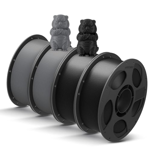 ANYCUBIC Filament PLA de 1,75 mm pour Imprimante 3D, Précision Dimensionnelle +/- 0.02mm, Enroulement Soigné Bobine de 4KG Filament, Noir + Gris