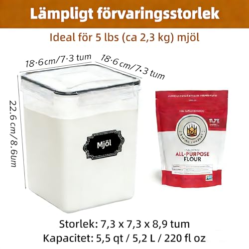 stusgo 4er-Pack luftdichte Aufbewahrungsbehälter für Reis 5.2L/175 oz – Ansicht 2
