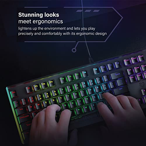 Image of Vertux Gaming Keyboard, High-Performance Anti-Ghosting Wired Keyboard with 7 Colorful RGB Effects, Aluminum Frame, Customizable LED Brightness and 104 Blue Mechanical Keys for Windows, Mac OS, Comando