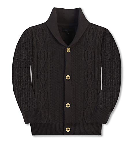 Gioberti Kids and Boys 100% Cotton Knitted Shawl Collar Cardigan Sweater, Charcoal, Size 8
