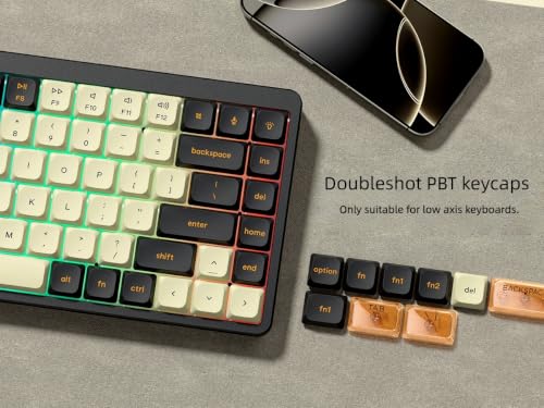Image of dagaladoo Low Profile keycaps Set,Double Shot PBT Key caps,Beige /Black