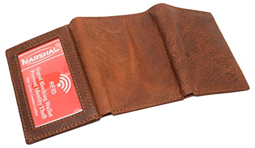 MARSHAL Jesus RFID Blocking Real Leather Bifold Trifold Wallet for Men (Trifold)4