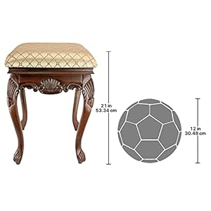 Design Toscano Madame Bouvier Makeup Chair Vanity Stool Bedroom Bench, Walnut Design Toscano Madame Bouvier Makeup Chair Vanity Stool Bedroom Bench Walnut