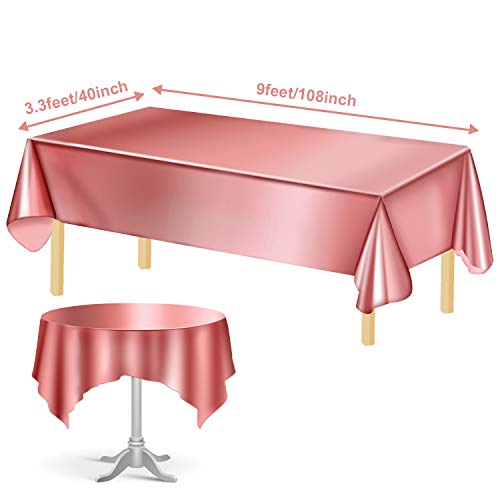 Uratot 3 Pack Rose Gold Foil Tablecloth Table Cover Shiny Tablecloth For Party Wedding, Anniversary, Thanksgiving, Christmas, 40 X 108 Inches #TOP2