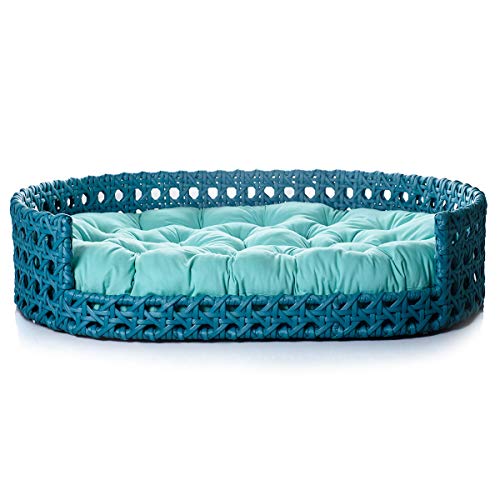 Cama Pet Cachorro Porte Grande Até 25kg 100x65Cm Fibra Sintética Veludo Tiffany - BedFurPets