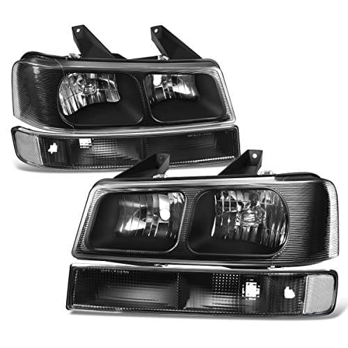 Dna Motoring Hl-Oh-Cegs03-4P-Bk-Cl1 Pair Of Oe Style Headlights & Bumper Turn Signal Lights Compatible With 03-14 Express Savana 1500/03-23 Express Savana 2500 3500,Black/Clear #TOP4