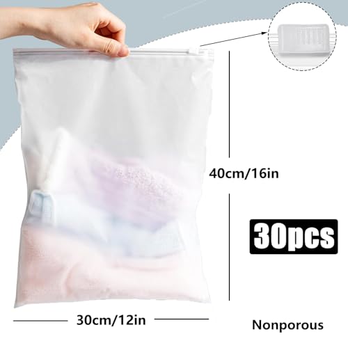 Miniatura 2 de Ditk-U 30 Bolsas De Plástico Esmeriladas Impermeables Con Cierre Hermético De 40 X 30 Cm, Bolsas Organizadoras Sin Agujeros, Bolsas Organizadoras Reutilizables Transparentes Para Ropa, Zapatos, Viajes
