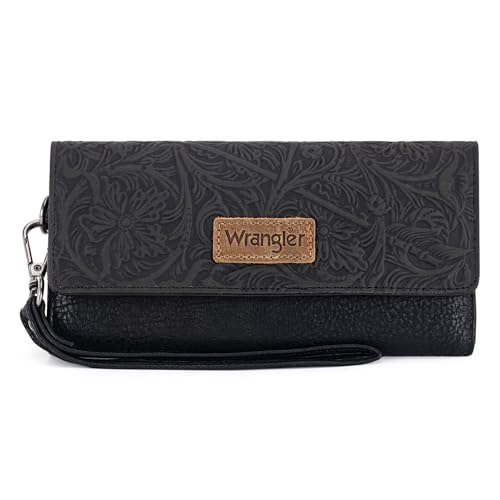 Image of Montana West X Wrangler Western Wallets for Women Trifold Wristlet Wallets Large Capacity Women Clutch Wallet with Coin Purse