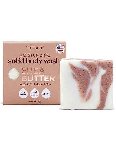 Kitsch Shea Butter Solid Body Wash Bar Soap for Women | Made in US | Hydrating & Moisturizing Shea Butter Soap Bars | All Natural Body Soap | Zero Waste Bath Soap Bars | Paraben Free, 4 oz