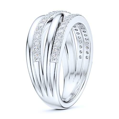 8.5mm Wide Sterling Silver Criss Cross Infinite Simulated Round Brilliant Cut Diamond or Moissanites Wedding Ring4