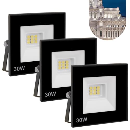 Kit 3 Refletor Led 30w Holofote Bivolt Prova Dágua Luz Frio