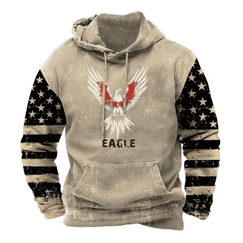 Mens Patriotic Hoodie Usa Flag Hooded Sweatshirt Graphic Tactical Long Sleeve Drawstring Pullover Hoodie With Pockets
