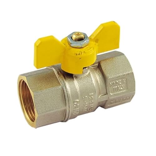Tiemme Valvola arresto a sfera in ottone con farfalla per gas, femmina/femmina, attacco 3/4