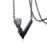 Fandao Collier Pendentif en Forme de V Icône Viking, Amluet de Mythologie Nordique, Bijoux en Chaîne en Acier Inoxydable, Ne Se Décolore Pas Et Ne Se Corrode Pas, Solide Et Robuste,Noir