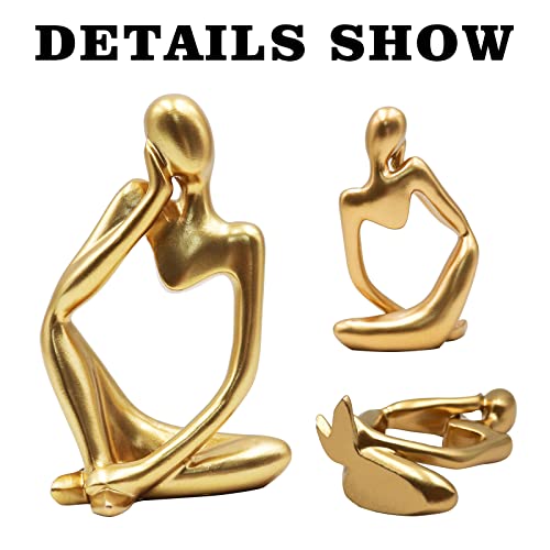 Thinker Statues and Sculptures, Resin Thinker Statue Ornaments, Abstract Style Sculptures, Housewarming Gifts, Housewarming Decorations, Living Room Dining Desk Decorations(Gold Right, Small) - Image 6