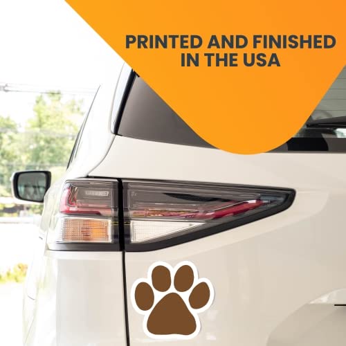 Image of Brown Pawprint Car Magnet 5 Inch, Dog Lover Gift | Heavy duty magnetic decal for car, truck, SUV or fridge, full color UV printed