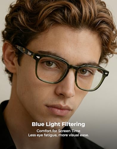 Image of TIJN Premium Blue Light Blocking Glasses for Women Men Computer Gaming Use | Square TR90 Frame Nerd Eyeglasses Anti Blue Ray with Red, Orange, Clear Lens for Computer, Phone, TV and Evening Screen Use