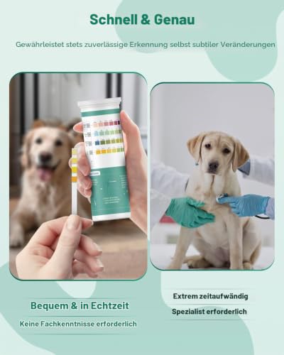 Pawfly Urinteststreifen für Katzen & Hunde, 100 Streifen, Haustier-Urinteststreifen für Keton, Glukose, spezifisches Gewicht & pH, Urinanalyse-Teststreifen für Tierärzte, genaue Diabetes-Tests für dia