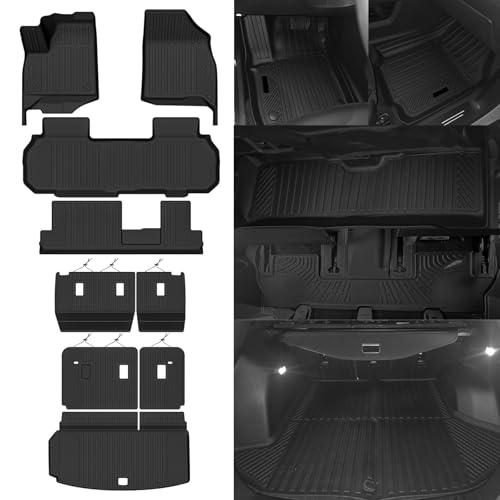 NQOQN Floor Mats for 2024-2026 Chevy Traverse/2024-2026 GMC Acadia 8 Seat 2nd Row Bench Seat Floor Mats & Trunk Mat & 2nd/3rd Backrest Mats(Not for 2024 Traverse Limited)
