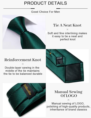 Image of DiBanGu Mens Silk Necktie Solid Color Tie and Pocket Square Cufflink Tie Clip Set Woven Plain Ties for Men Wedding Party