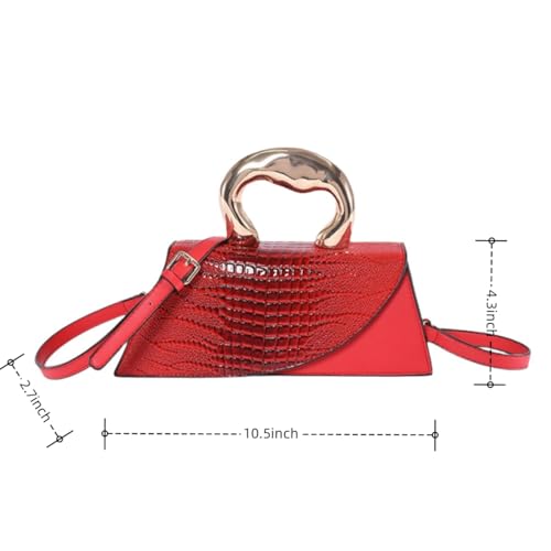 Image of Women Vegan Leather Evening Handbag Crocodile Pattern Handle Clutch Purse Cross Body Envelope Bag