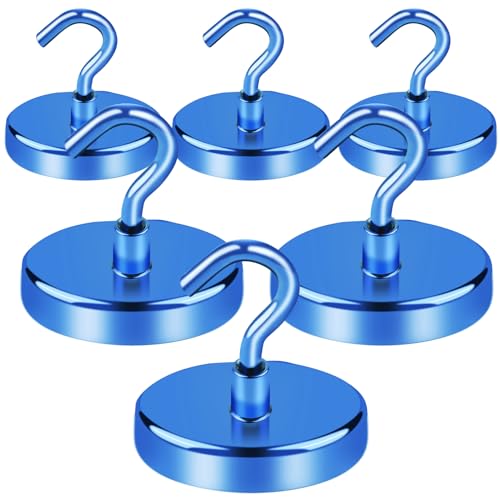 LOVIMAG Cruise Essentials, 170Lbs Cruise Door Magnets, Blue Magnet Hooks for Cruise Cabin Strong Magnetic Hooks for Hanging, Refrigerator, Celling -6 Pack