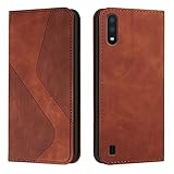 Mo-Somnus Kompatibel mit Samsung Galaxy A10/ M10 Hülle, Schutzhülle Samsung A10/ M10, Magnet PU Leder Tasche Handyhülle Samsung A10/ M10, Klappbar Samsung A10/ M10 Brieftasche Klapphülle (Braun)