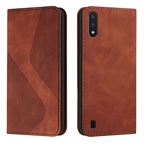 Mo-Somnus Kompatibel mit Samsung Galaxy A10/ M10 Hülle, Schutzhülle Samsung A10/ M10, Magnet PU Leder Tasche Handyhülle Samsung A10/ M10, Klappbar Samsung A10/ M10 Brieftasche Klapphülle (Braun)