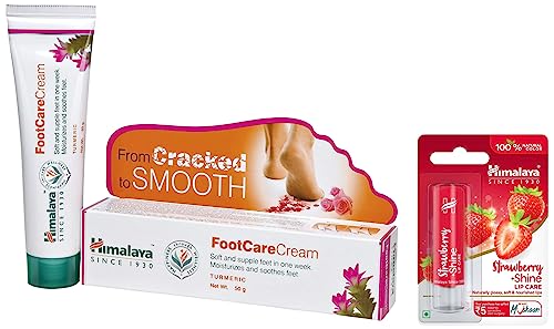 Image of Himalaya Herbals Strawberry Shine Lip Care, 4.5g & Himalaya Wellness Foot Care Cream, 50gm | Moisturizes and Soothes Feet