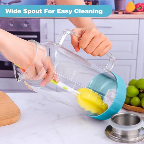 Aofmee 68oz Glass Pitcher with Lid and Handle for Fridge, Blue Silicone by Aofmee - Used condition - Image 7