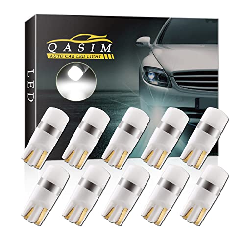 Qasim 10x LED Estándar T10 W5W Bombillas Blanco 3030 1SMD Cuña 168 194 para Automóvil Luz de la Matrícula Interior Ancho Techo Luces Lateral DC12V