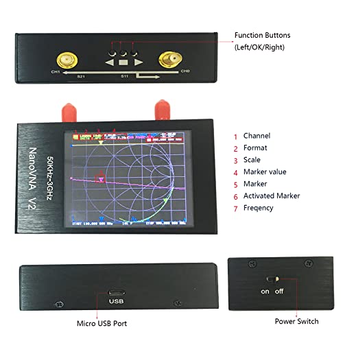 Image of NanoVNA V2 2.8'' 3G SAA2 Vector Network Analyzer 10KHz~3GHz Shortwave HF VHF UHF Measure Antenna Duplexer Filter Aluminum Shell Baterry VSWR Phase Delay (vna 3g 2.8)