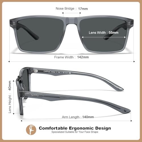 Image of CARFIA Retro Acetate Mens Sunglasses Polarized Classic Square Sun Glasses CA62162