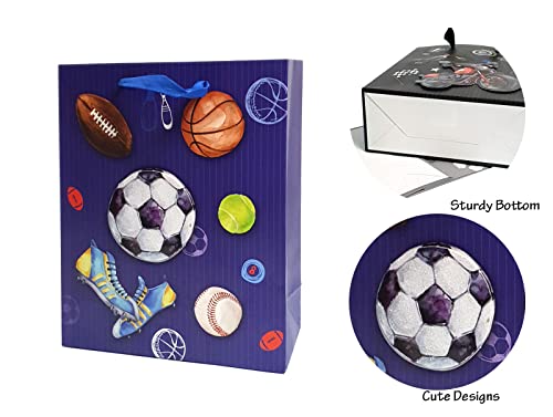 Image of Crackles Games and Sports Theme Printed Paper Bags for Gifting Eco Friendly Gift Paper Bags with Handles (Pack of 12)
