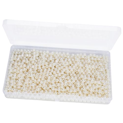 1200 Stück Weiße Künstliche Perlen 6 mm Klein Perlen Mit Löchern für Schmuckherstellung Armbänder Halsketten Haare Basteln Dekoration Vasenfüller (1200)