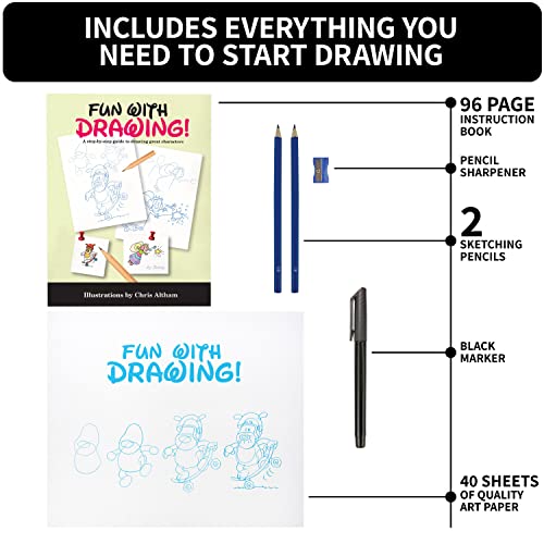 Spicebox Children's Activity Kits Fun With Drawing, 22 Cartoon Drawing Kit For Kids Projects, Step By Step Instruction Art Kit For Kids, 6-14 Boys And Girls #TOP3