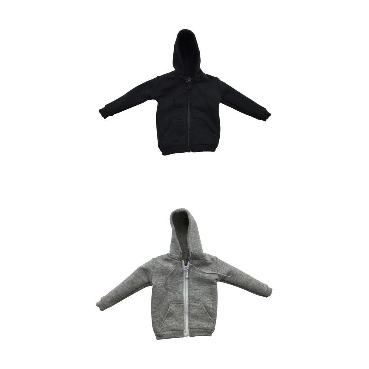 2 Pieces 1/6 Scale Mens Zip Up Hoodies Sweatshirts for 12'' Action Figure-image-10