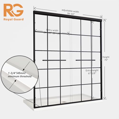 Image of Royal Guard Double Sliding Shower Door,56-60 inch W x 72 inch H,Grid Pattern