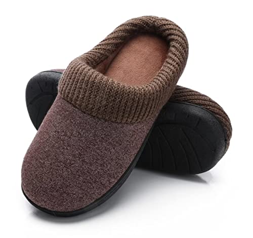 SincereWay Damen Pantoffeln Gemütlich Gestricktes Gewebe Kuschelig Weiche Pantoffel Memory-Schaum Hausschuhe (Brown,9-10) Cover