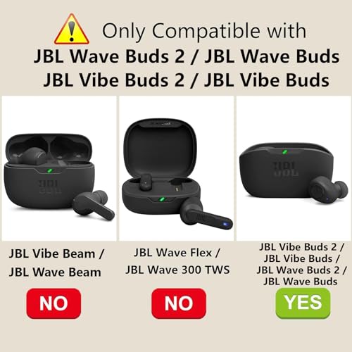 [2 Pack] easyBee Case Compatible with JBL Vibe Buds 2 / JBL Vibe Buds Bluetooth Headphone Charging Cover with 2 Keychain, Soft Liquid Silicone Ultra Thin Shockproof Protective Kit - Black Blue by easyBee - Used condition - Image 2